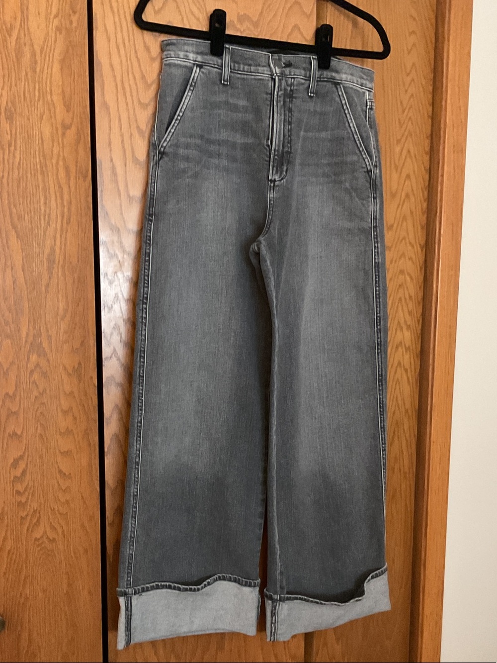 Joe's Jeans High-Rise Wide-Leg Jeans in Gray Wash